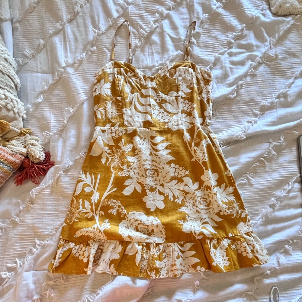 Mustard Yellow Floral Summer Dress